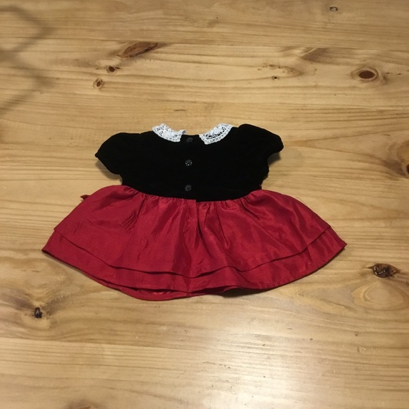 Pretty Baby Christmas Dress Bloomer & Shoes Lovely Lace Collar Y2K Vintage NB - Picture 3 of 7